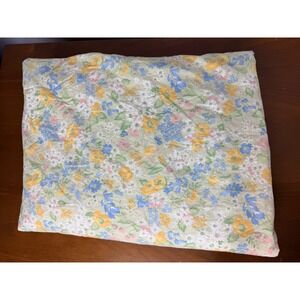 VTG Lauren Ralph Lauren Queen Flat Sheet  Floral Green Daisy Cotton EUC